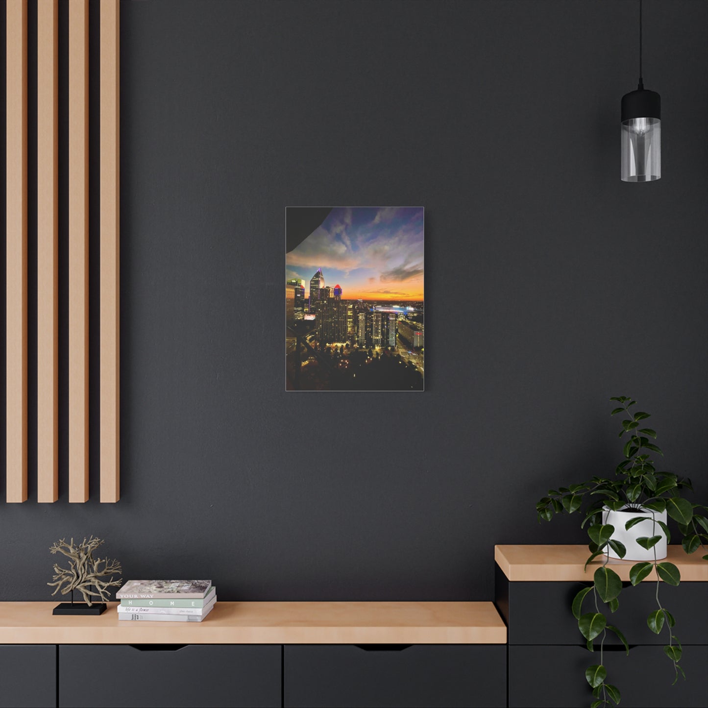 Uptown Charlotte Sunset Wall Art - Stretched Matte Canvas