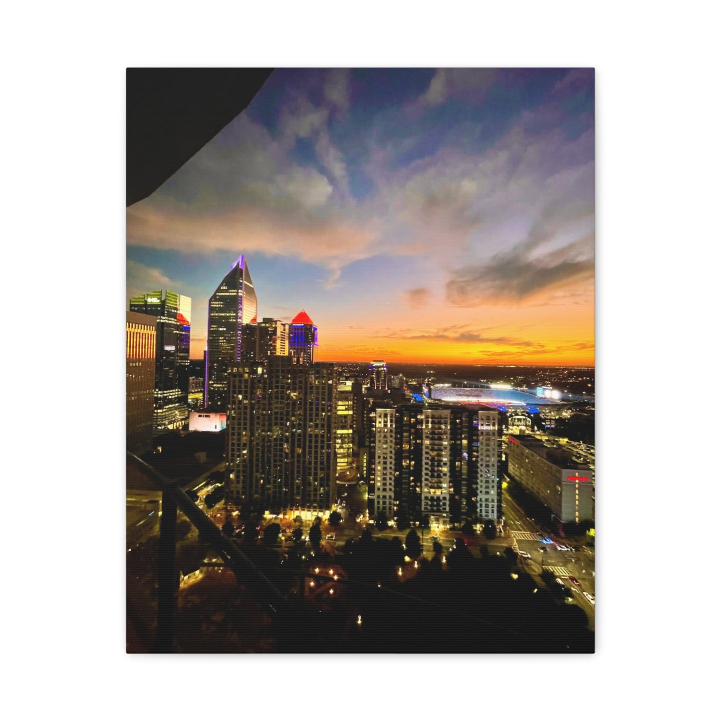 Uptown Charlotte Sunset Wall Art - Stretched Matte Canvas