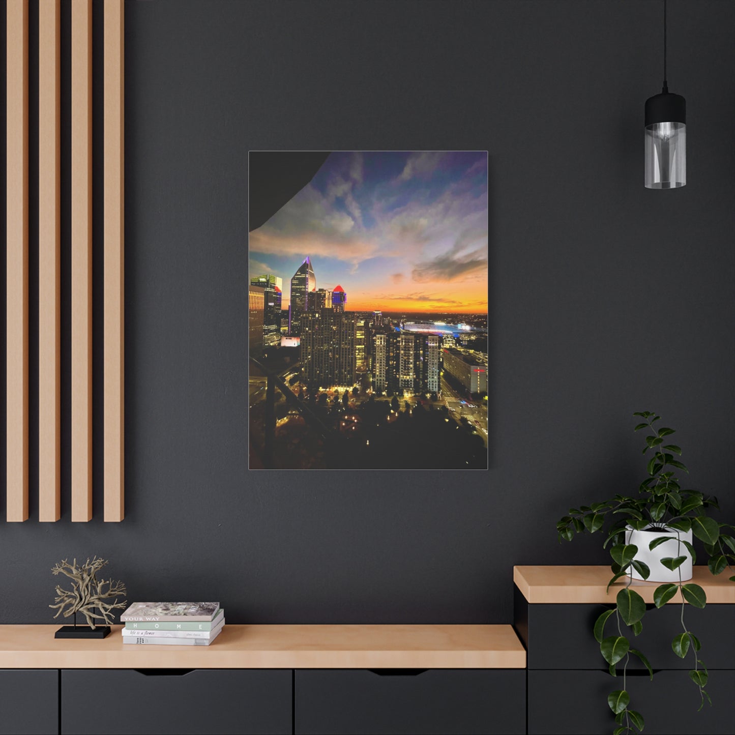 Uptown Charlotte Sunset Wall Art - Stretched Matte Canvas