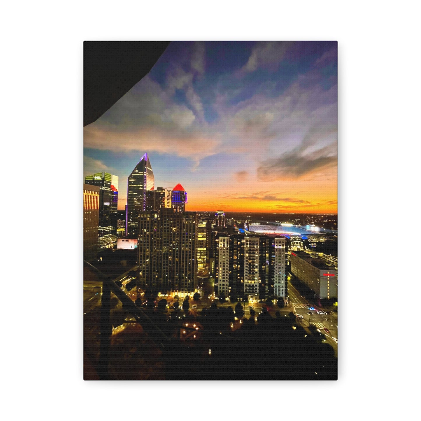 Uptown Charlotte Sunset Wall Art - Stretched Matte Canvas