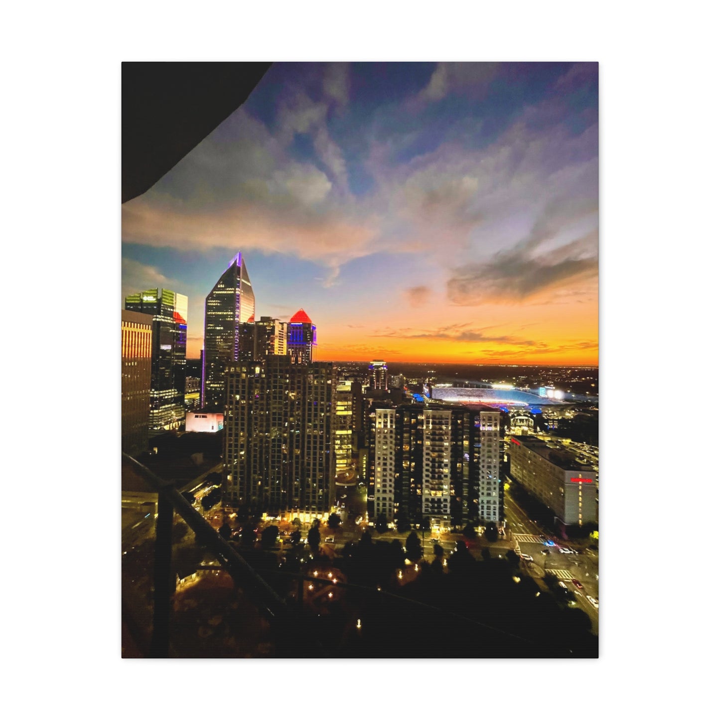 Uptown Charlotte Sunset Wall Art - Stretched Matte Canvas