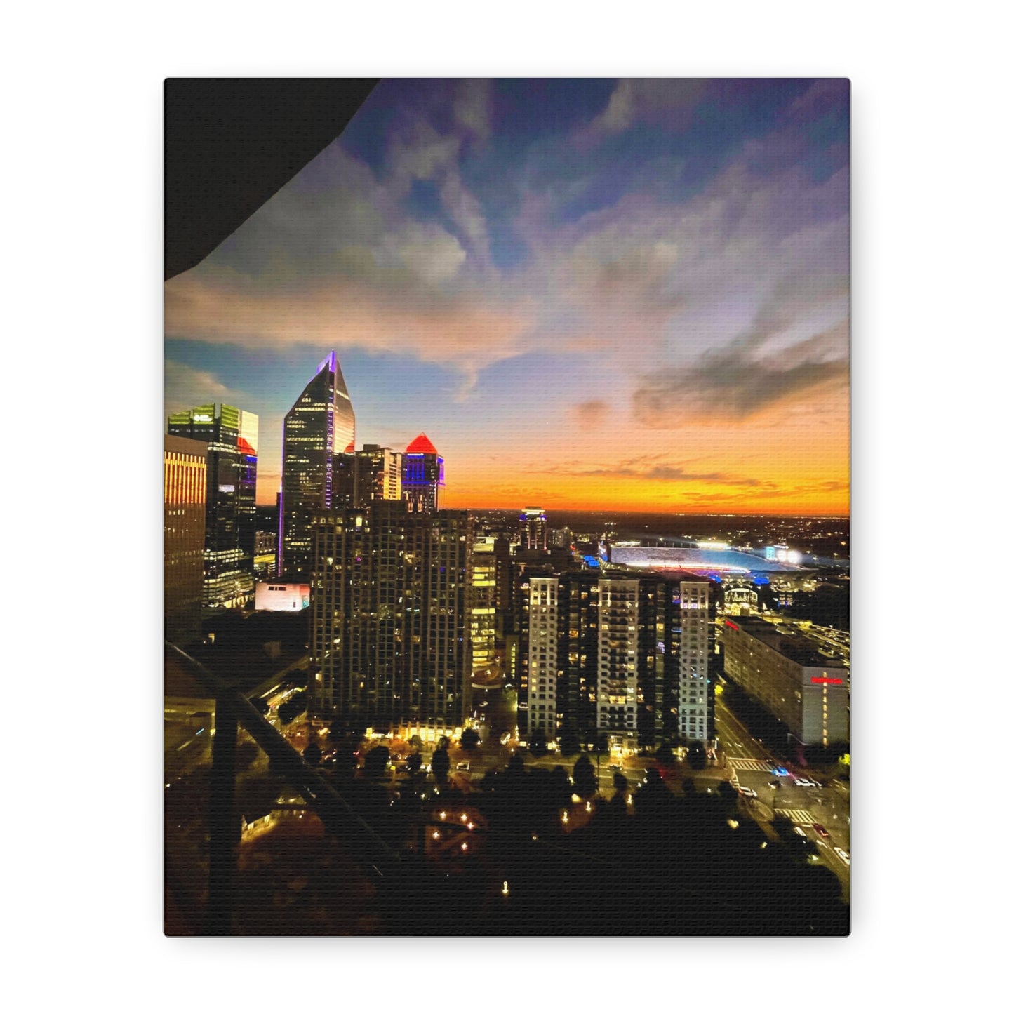 Uptown Charlotte Sunset Wall Art - Stretched Matte Canvas