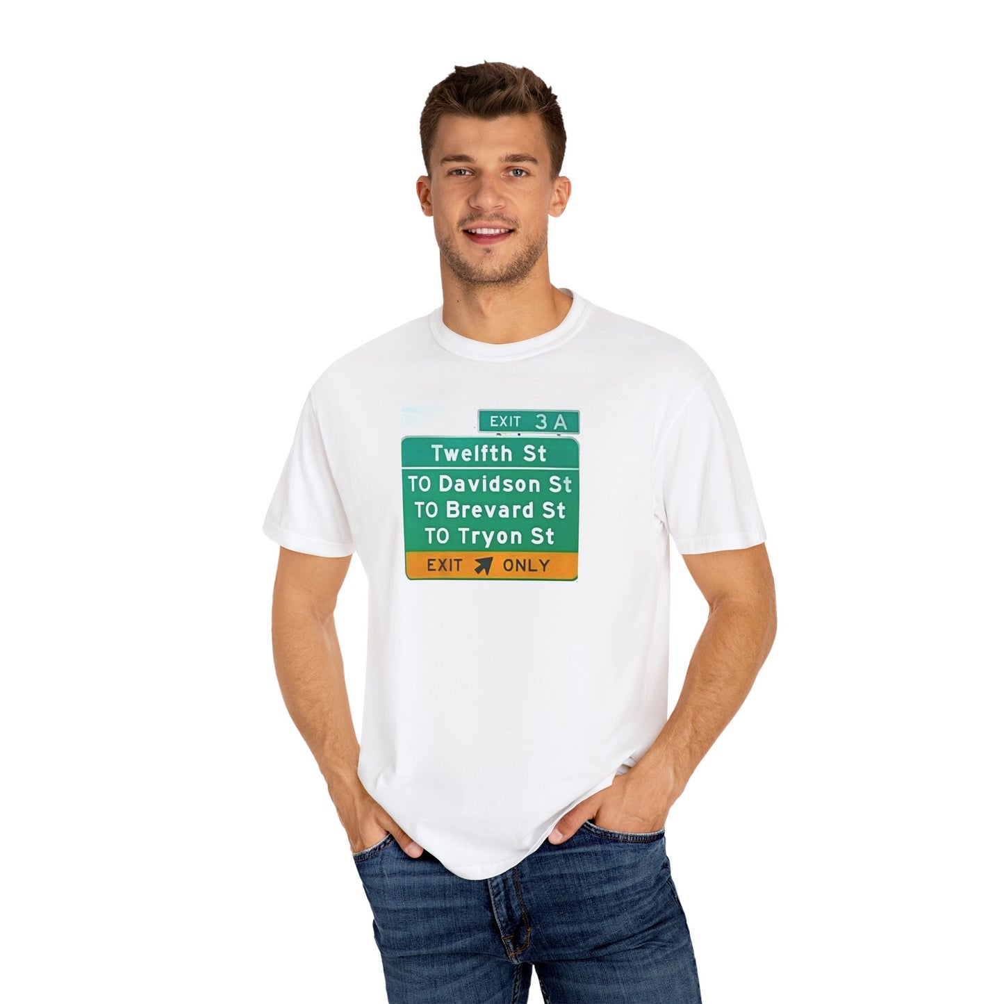 Charlotte I-277 Exit 3A Unisex Garment-Dyed T-shirt