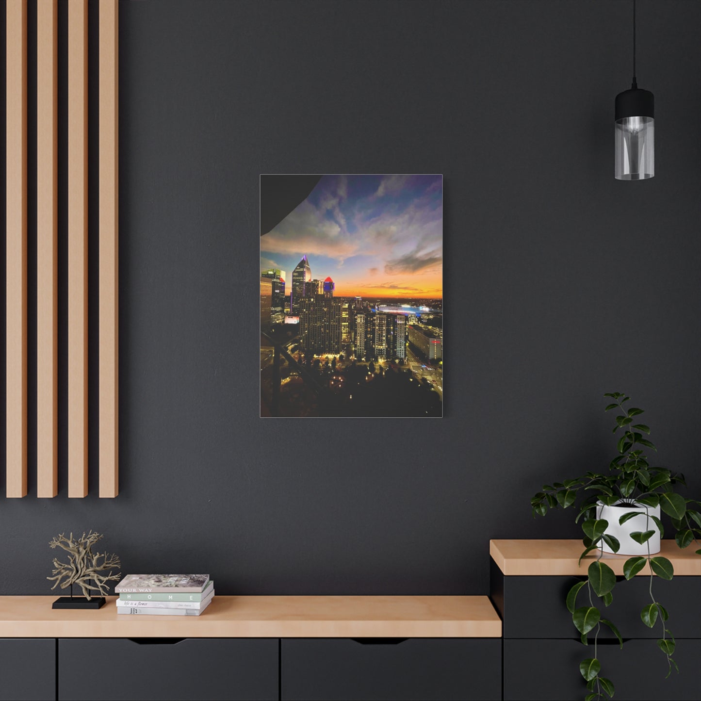 Uptown Charlotte Sunset Wall Art - Stretched Matte Canvas