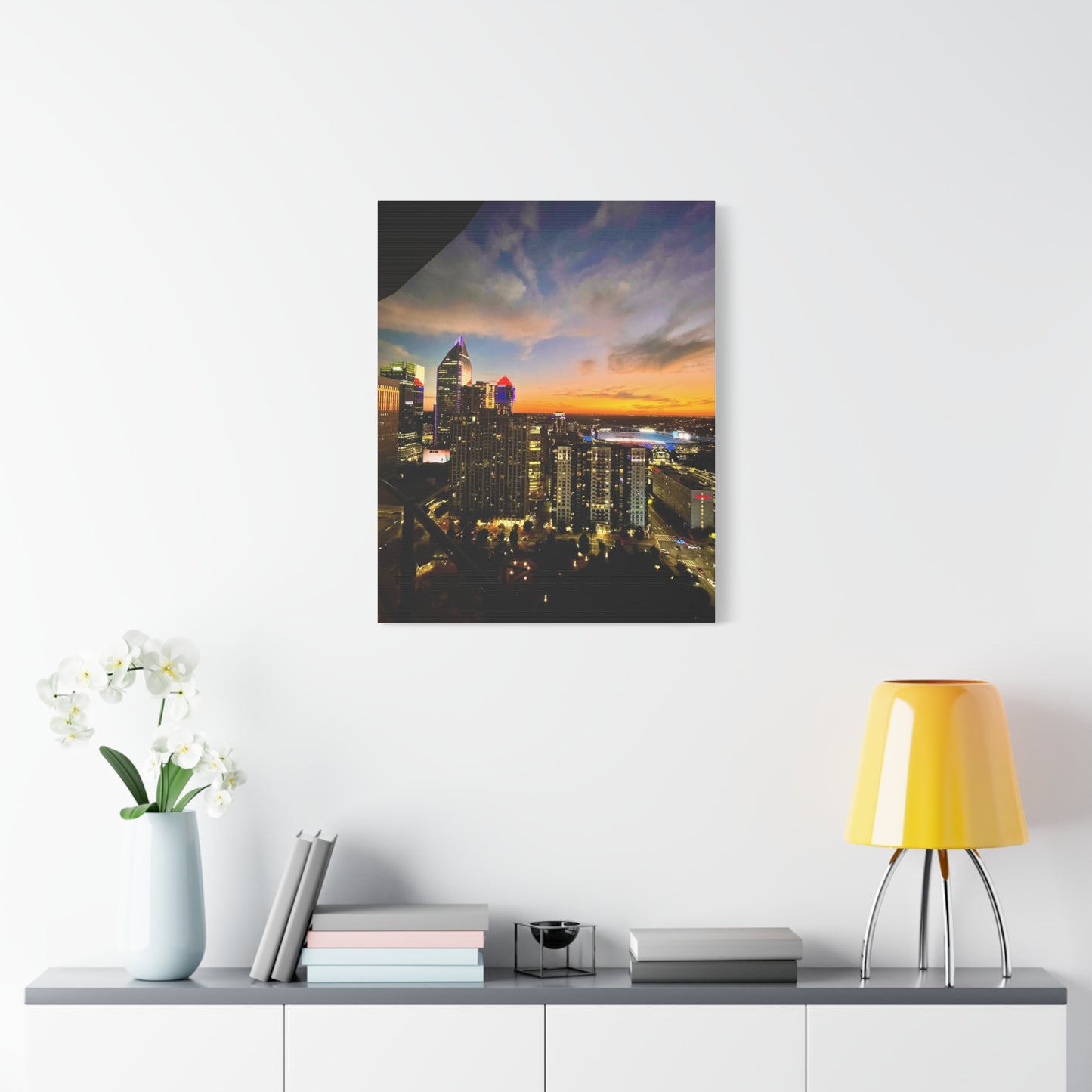 Uptown Charlotte Sunset Wall Art - Stretched Matte Canvas