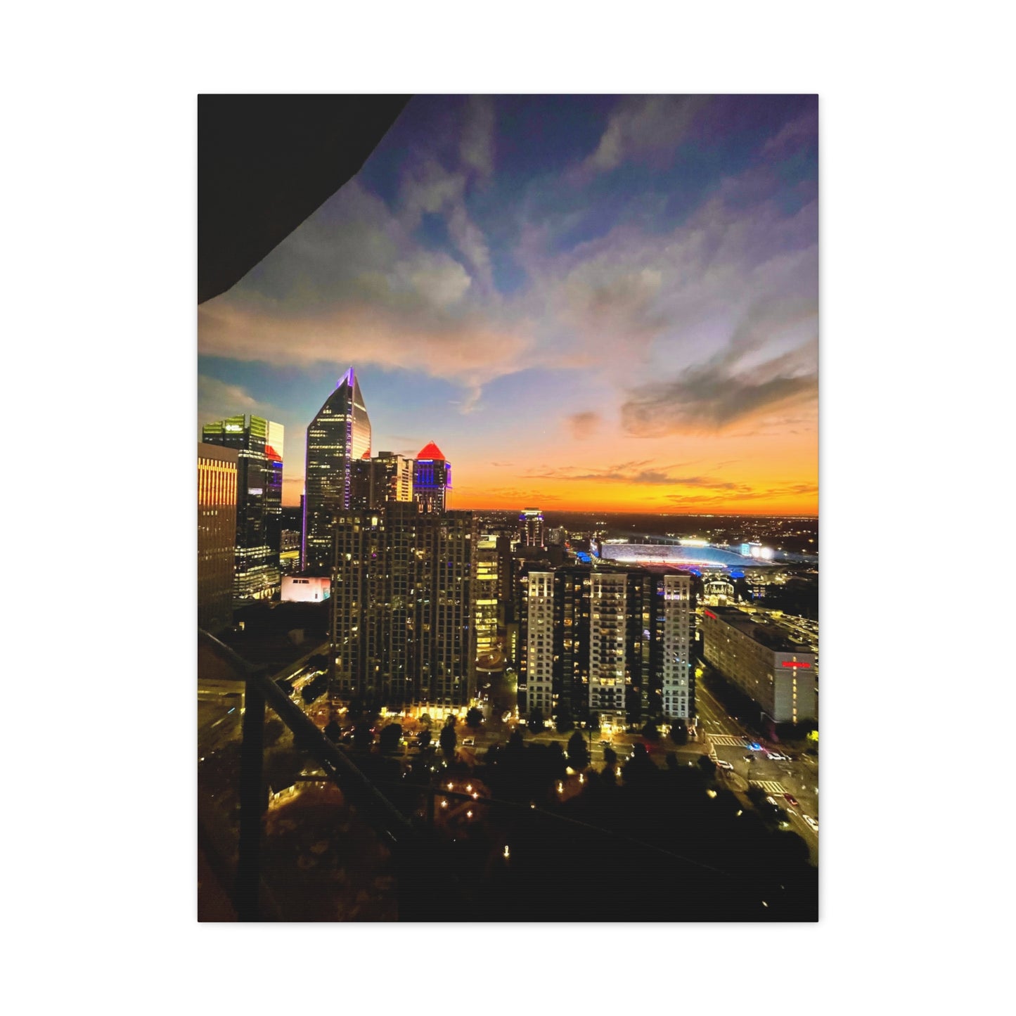 Uptown Charlotte Sunset Wall Art - Stretched Matte Canvas