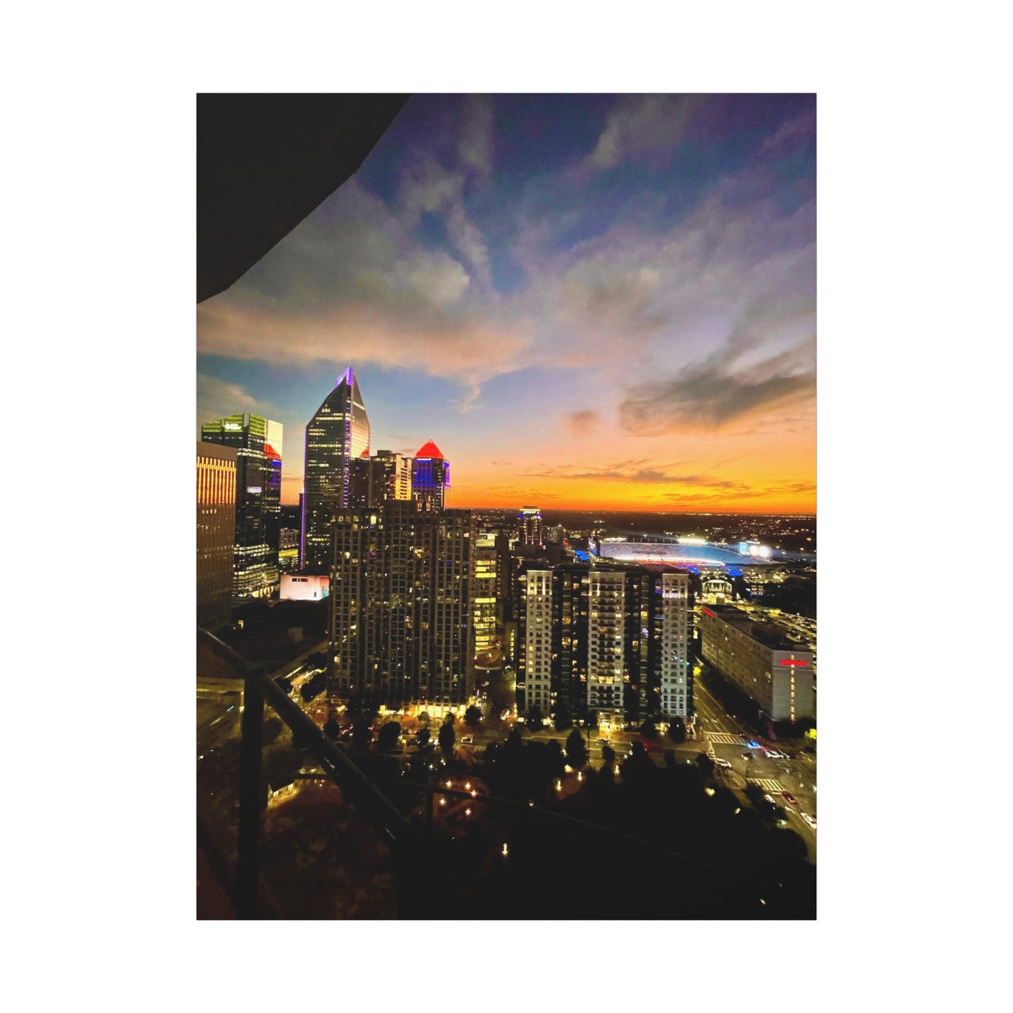 Uptown Charlotte Sunset Wall Art - Stretched Matte Canvas