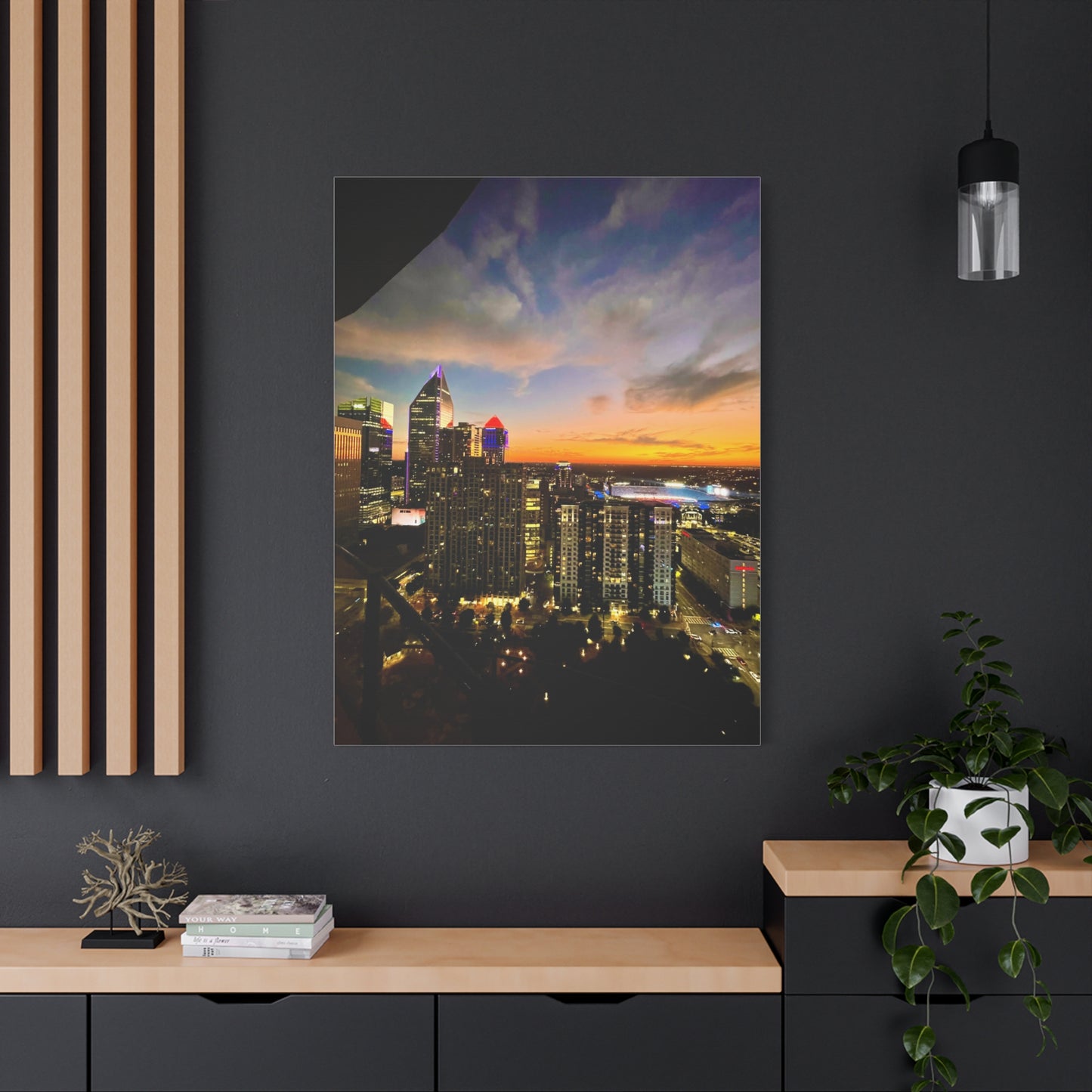 Uptown Charlotte Sunset Wall Art - Stretched Matte Canvas