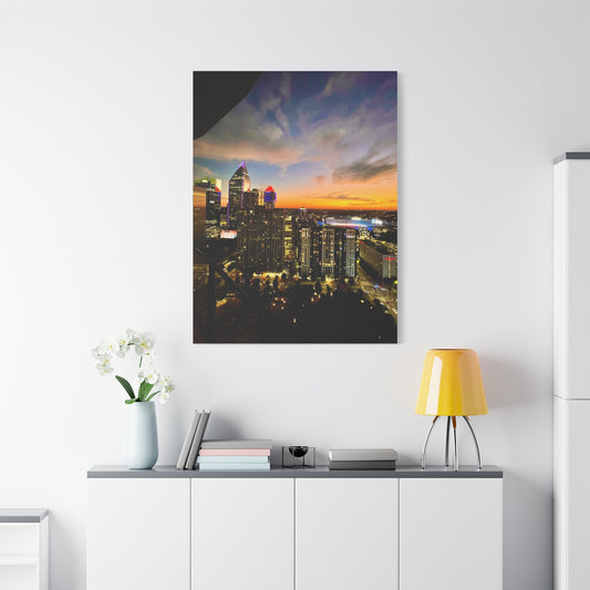 Uptown Charlotte Sunset Wall Art - Stretched Matte Canvas