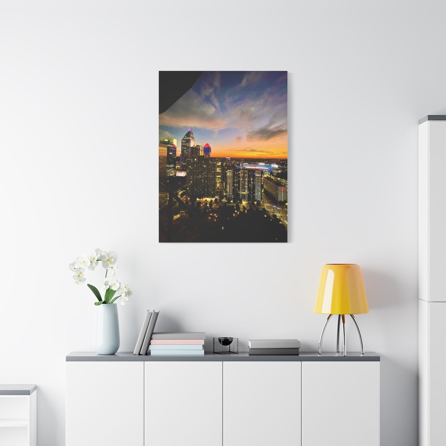 Uptown Charlotte Sunset Wall Art - Stretched Matte Canvas