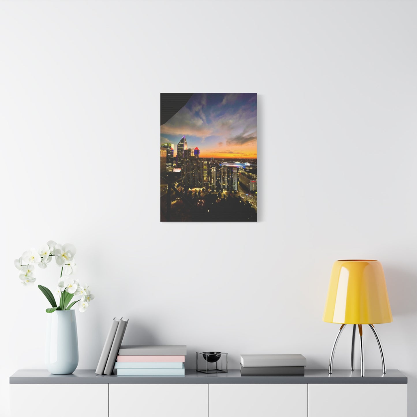 Uptown Charlotte Sunset Wall Art - Stretched Matte Canvas