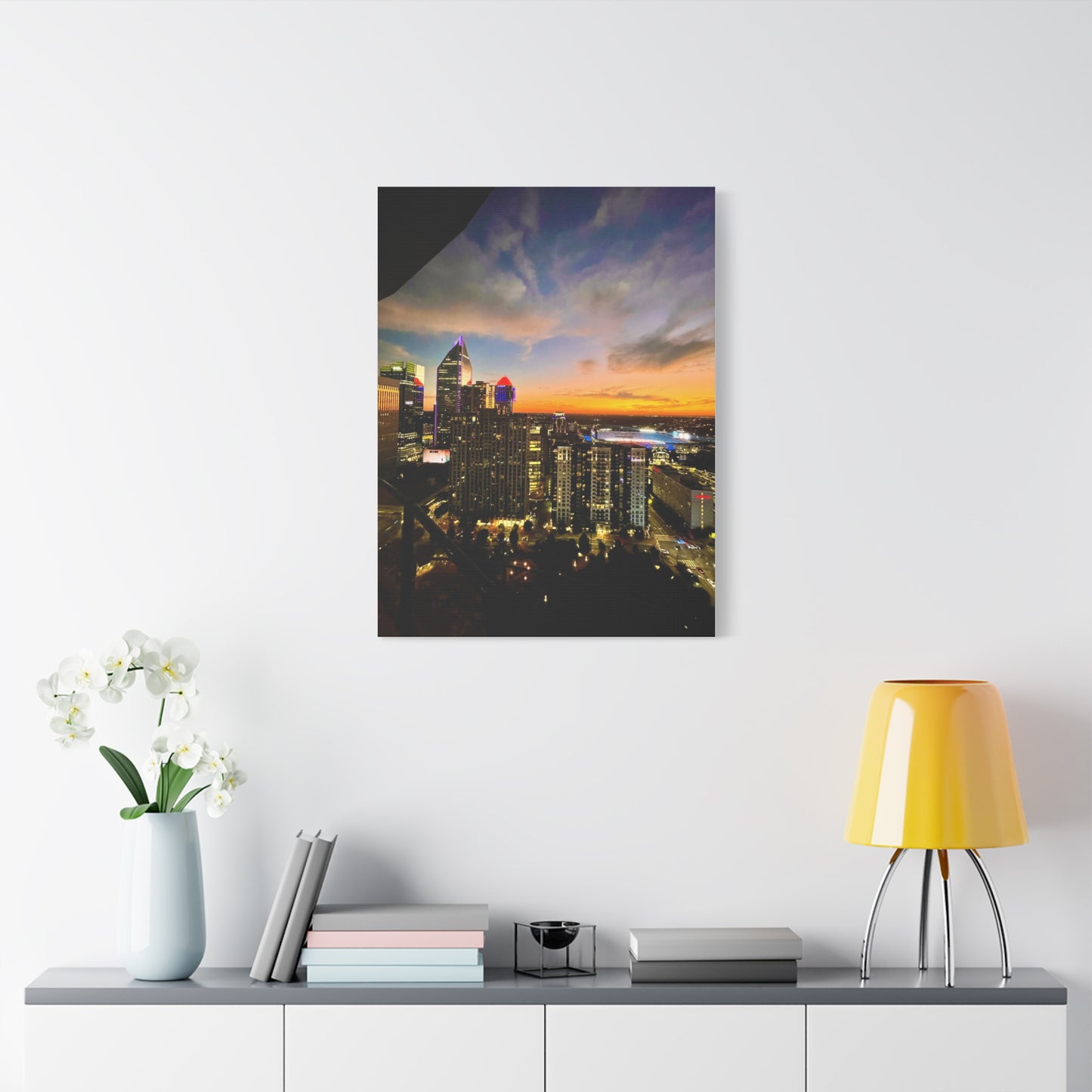 Uptown Charlotte Sunset Wall Art - Stretched Matte Canvas